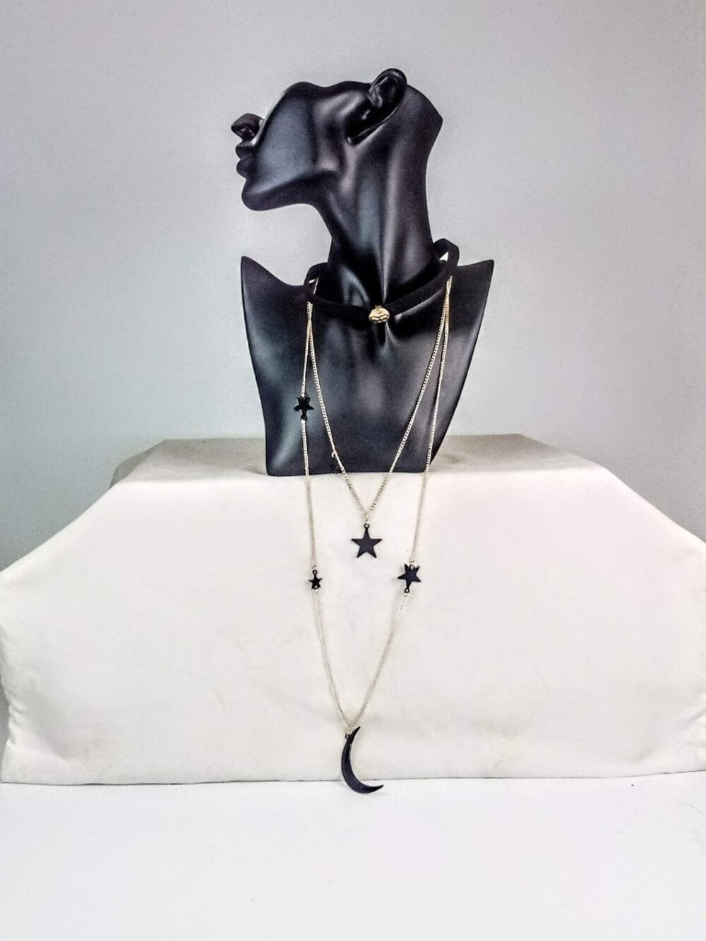 New Moon and Stars Choker Necklace
